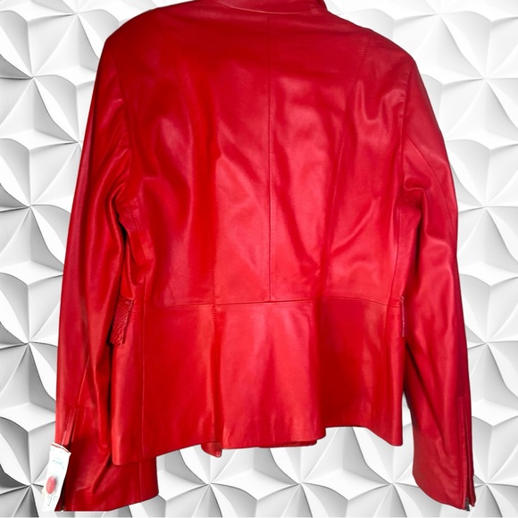 Moda in Pelle Vintage With Original Tags. Sz 42. Made In Italy.  Red Leather Jkt - Picture 3 of 15